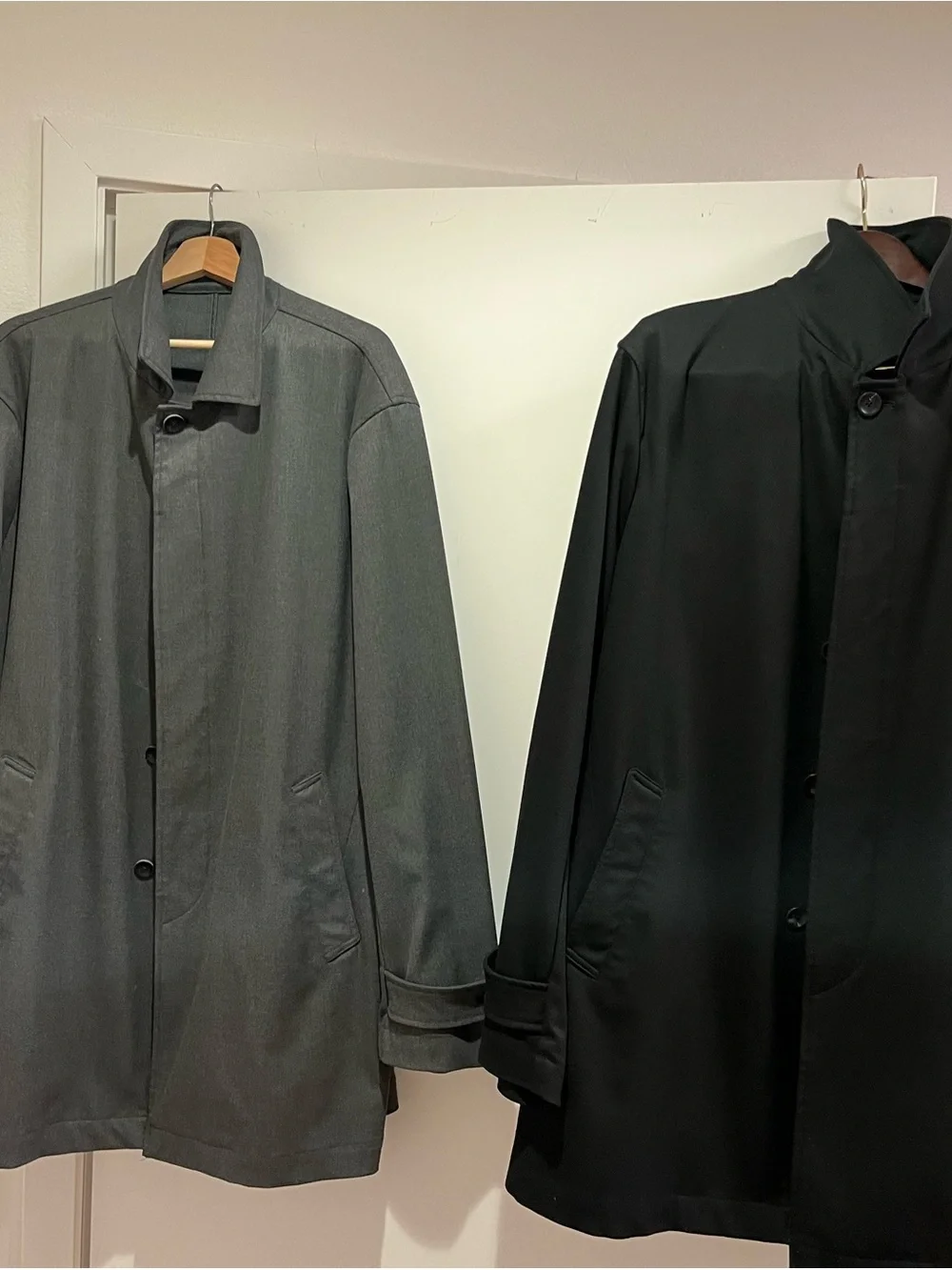 Armani Collezioni Black and Gray Two-Piece Trench Coat Set